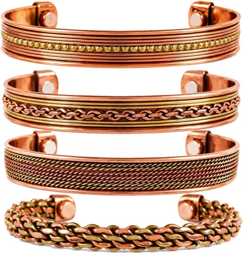 Vista 11 de Touchstone magnetic copper bracelets for men women in gift box, Set of 4