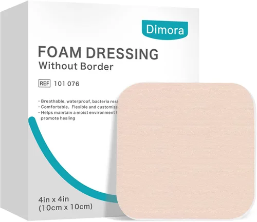 Vista 10 de Dimora Apósitos de Espuma de Silicona Sin Borde Paquete de 10 - 3" x 3" Altamente Absorbentes Adhesivos Impermeables para Heridas, Almohadillas