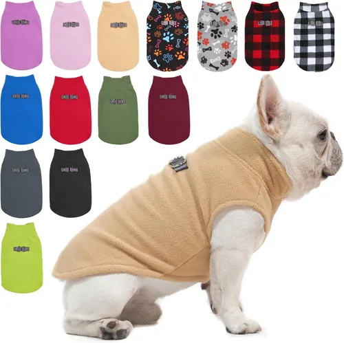 Vista 21 de BEAUTYZOO Chaleco de vellón para perros pequeños, de invierno y clima frío, con anillo en D, con anillo en D para correa, resistente al viento, rojo