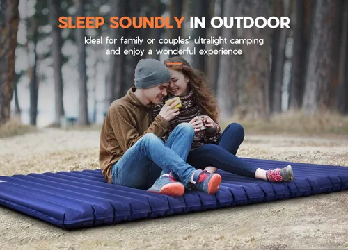 Vista 3 de Hikenture Colchoneta doble pequeña con 2 almohadas inflables para acampar, color gris