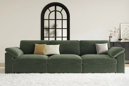 Vista 138 de EASE MOOSE Sofá modular verde seccional de gran tamaño en forma de L Pana verde