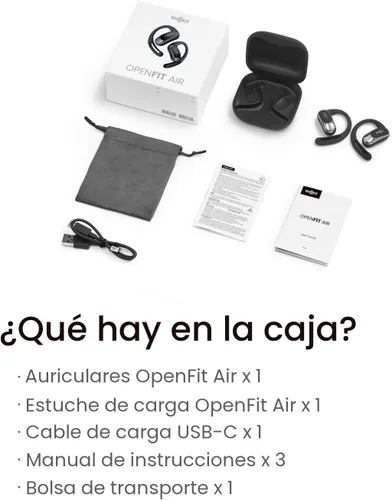 Vista 9 de SHOKZ OpenFit Air - Auriculares de oreja abierta, auriculares verdaderamente inalámbricos, resistentes al agua, ganchos seguros para uso diario