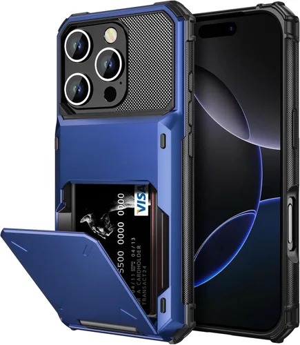 Vista 8 de Vofolen Funda para iPhone 16 con tarjetero tipo cartera negra Negro