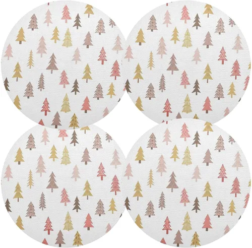Vista 2 de Christmas Trees White Table Place Mats, Heat Resistant Non Slip Dinner Placemats Round for Kitchen one sizex6
