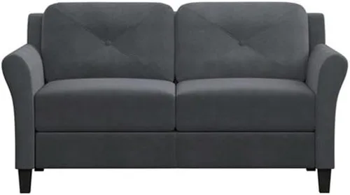 Vista 11 de Hawthorne Collections Sofá biplaza de tapicería duradera de microfibra de fácil montaje de transición en gris oscuro