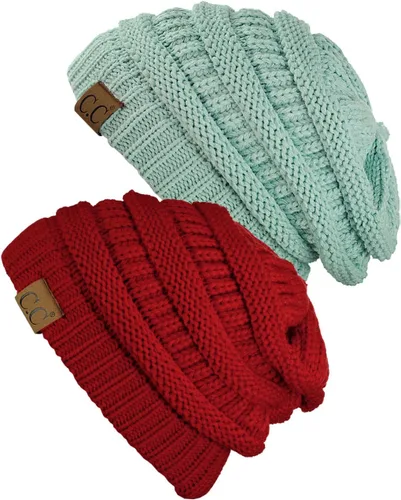 Vista 50 de Gorro a la moda de tejido suave abultado, cálido y elástico de C.C