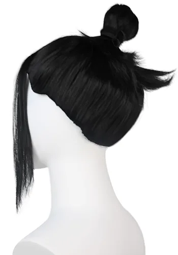 Vista 5 de DAZCOS Geto Suguru - Peluca de cosplay, accesorios de disfraz de anime JJK para Halloween (negro B)