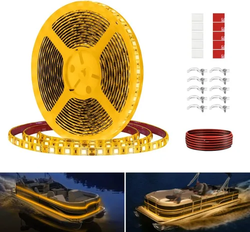 Vista 7 de Tiras de luz LED para pontón, luces LED marinas impermeables de 12V 5M/16.4FT para interior de barco, luz de cubierta de barco para pesca nocturna