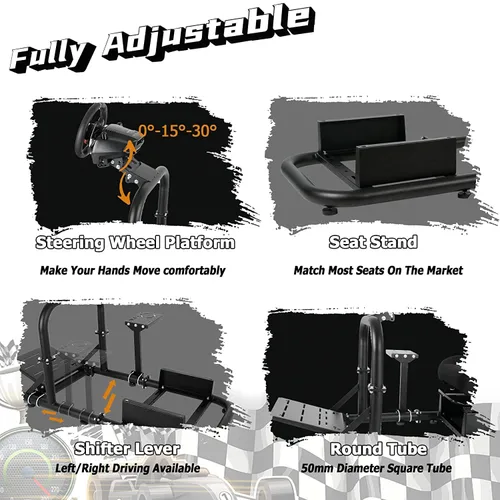 Vista 3 de Dardoo Racing Wheel Stand Cockpit with Black Seat Fits for Logitech G29 G920&G923 Thrustmaster T300RS TX Fanatec PC PS4 Xbox G920 Simulator Racing