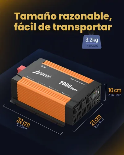 Vista 6 de Ampeak Inversor de potencia de 2000W, 89% de eficiencia,Sobretensión