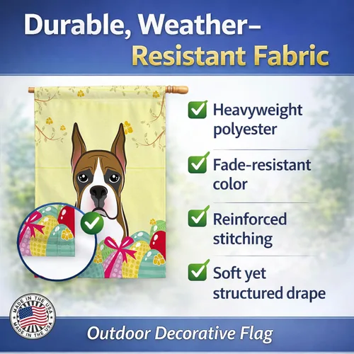 Vista 360 de Caroline's Treasures BB1923GF Bandera decorativa para jardín con diseño de Border Collie, para caza de huevos de Pascua, para jardín, jardín, patio
