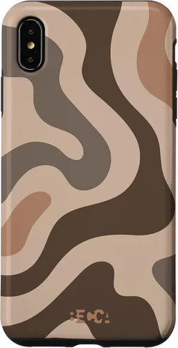 Vista 7 de iPhone 12 mini Retro líquido remolino Groovy café latte patrón marrón caja del teléfono