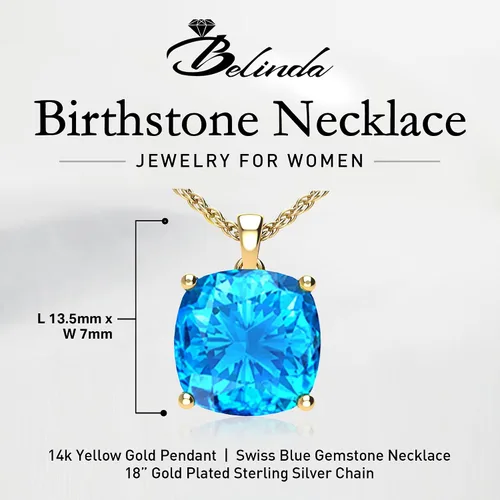 Vista 2 de Belinda Jewelz Women's 14k White Yellow Gold Necklace Birthstone Fine Jewelry Hanging Pendant Necklaces Sparkling Prong Sterling Silver Chain with