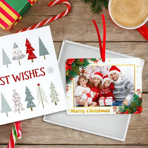 Vista 7 de WhatSign Adornos de Navidad para marco de fotos, adornos personalizados para árbol de Navidad, regalo de recuerdo de fotos familiares personalizado