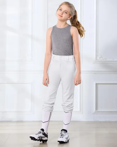 Vista 8 de Stelle Pantalones de sóftbol para niñas, pantalones de béisbol para jóvenes, pantalones de lanzamiento rápido con bolsillos, camiseta para niños