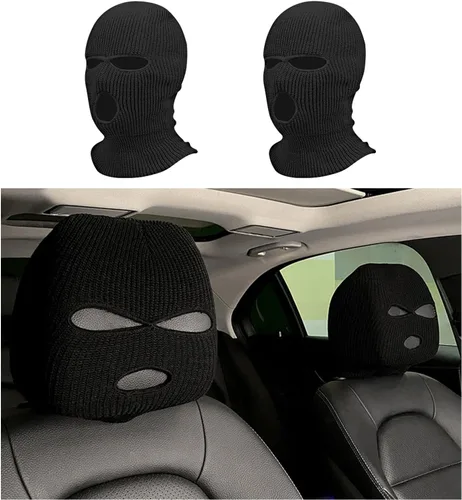 Vista 11 de 2 fundas para reposacabezas de automóvil, divertida máscara de cara completa personalizada para asiento de automóvil, máscara de esquí, protección