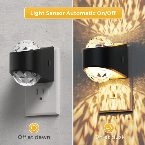 Vista 3 de L LOHAS LED - Luces nocturnas enchufables en la pared, luz nocturna con proyector y sensor de crepúsculo a amanecer, 1600K/3000K/5000K ajustable