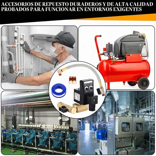 Vista 7 de Bonuci Kit de válvula de drenaje electrónica automática, válvula de agua de drenaje de tanque de 110 V para aire comprimido (separación)