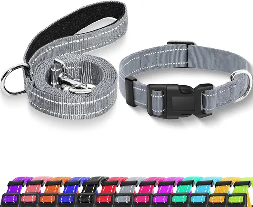 Vista 8 de Collar reflectante para perro con hebilla de bloqueo de seguridad, collares de nailon suaves y transpirables ajustables para perros pequeños Negro
