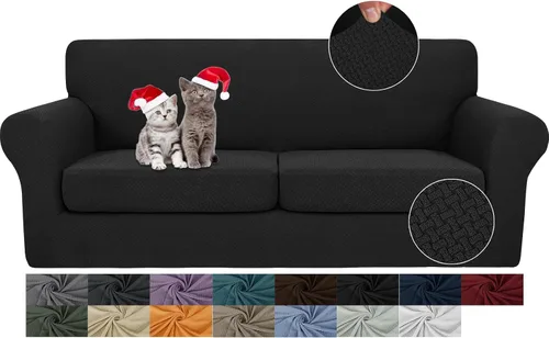 Vista 15 de JIVINER Fundas de sofá de 3 piezas para sofá de 2 cojines, funda elástica para sofá con 2 fundas de cojín de asiento extra grandes, fundas de sofá