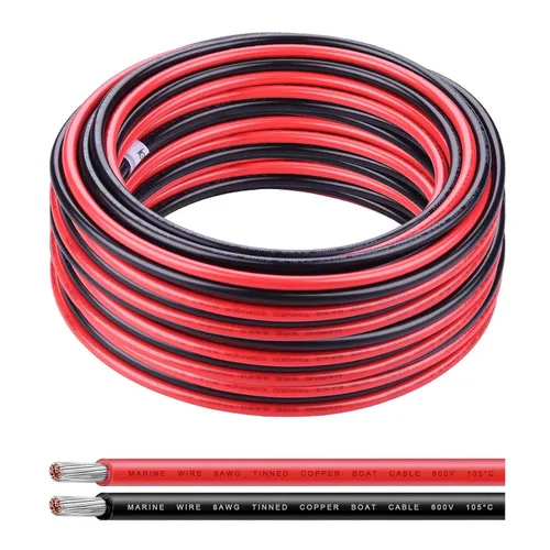 Vista 16 de Cable de calibre 6, iGreely 10 pies negro y 10 pies rojo 6 AWG cable eléctrico de cobre estañado, 2 cables aislados de un solo conductor trenzado