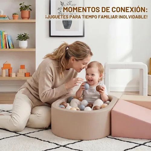 Vista 5 de JungleDove Juego de bloques de escalada de espuma suave para niños pequeños – 5 piezas ovaladas de bolas y estructura de juego con cuero crema