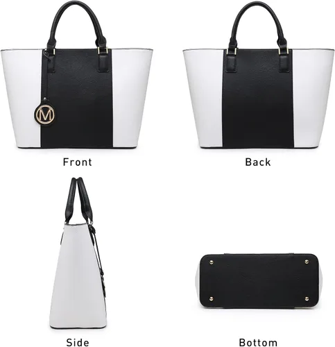 Vista 6 de MARCO M KELLY Conjunto de bolsos y carteras para mujer, bolso de mano de dos tonos, 2 unidades Set, Designer, Top Handle, Two Tone, 2pcs