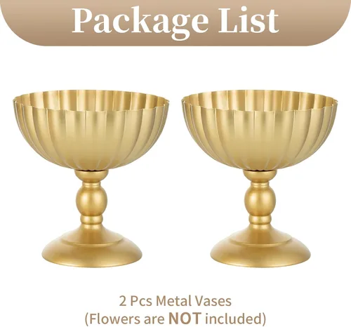 Vista 9 de Sziqiqi Jarrón de Urna Dorado para Boda: Jarrones de 7.9 Pulgadas de Alto como Centros de Mesa para Decoraciones de Mesa - Juego de 2 Jarrones
