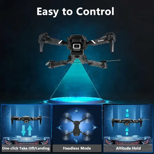 Vista 4 de FLYVISTA Mini Drone con cámara para adultos y niños, dron con cámara WiFi FPV 1080P con 3 baterías, despegue/aterrizaje con un clic, mantiene