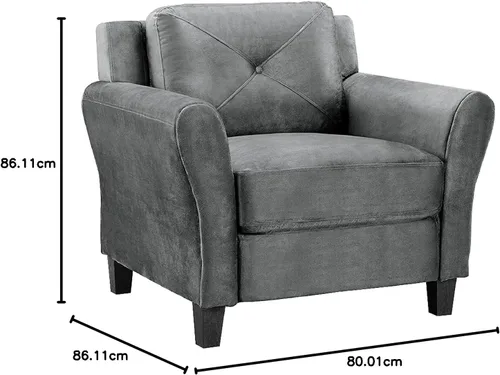 Vista 10 de Lifestyle Solutions Sillón de brazos Grayson KD Collection de microfibra., Textil Madera, Gris oscuro