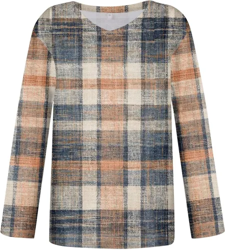 Vista 2 de Kenvina Blusa de manga larga para mujer, estilo bohemio, con cuello en V, con estampado elegante, camisas de moda
