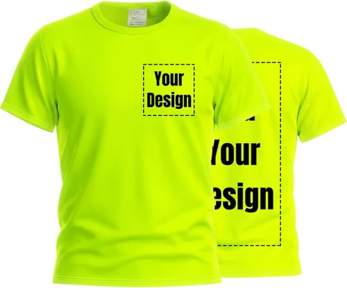 Vista 21 de Camiseta Hi Vis con tira reflectante de alta visibilidad, camisetas de seguridad personalizadas para tu logotipo, camisas de trabajo al aire libre