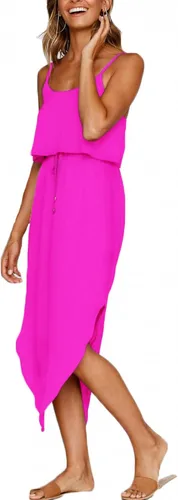 Vista 2 de NERLEROLIAN - Vestido midi de mujer informal ajustable con tiras divididas de verano para playa
