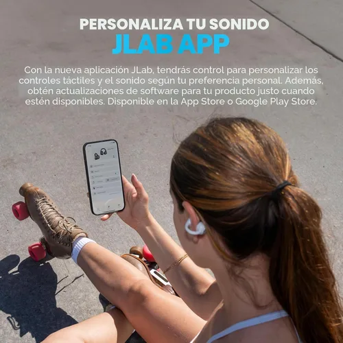 Vista 6 de JLab, Flex, auriculares de oreja abierta, auriculares Bluetooth inalámbricos con clip, auriculares de oreja abierta, blanco nube
