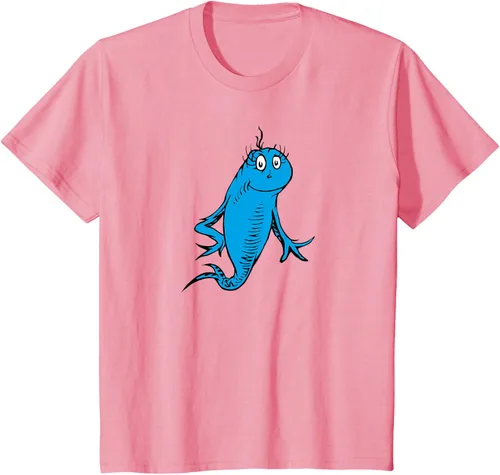 Vista 63 de Dr. Seuss Blue Fish Character - Camiseta con licencia oficial Negro