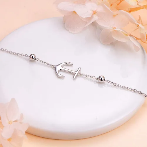 Vista 4 de Tobillera de plata de 925 para mujer, chica, para uso bohemio, playa, ajustable, para regalo de cumpleaños