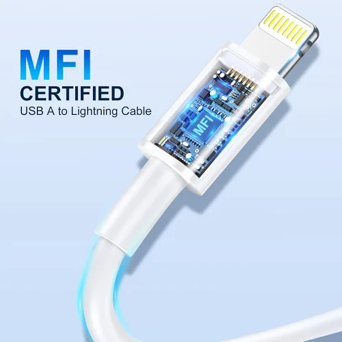 Vista 3 de Cable Lightning para iPhone de 6 pies, [certificado MFi de Apple], cable de carga rápida para iPhone 14 13 12 11 Pro Max XS XR X 8 7 6 Plus SE y más