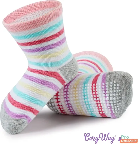 Vista 4 de CozyWay Non Slip Toddler Socks 612 Pairs with Grip for Boys Girls Baby Infants Kids Anti Skid Cotton Crew Socks 1-9 Years