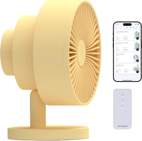 Vista 10 de Windmill Ventilador inteligente - Circulador de aire 2 en 1 ultra silencioso con control remoto - Ventilador de refrigeración compacto de 5 Blanco