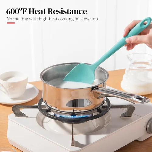 Vista 3 de Juego de 3 espátulas de silicona resistentes al calor, 600 ºF, utensilios de cocina antiadherentes sin BPA para mezclar sin costuras, plegar, raspar