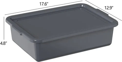Vista 2 de Tinas de autobús comerciales de restaurante de 13 L con tapa, caja de autobús de plástico, 3 paquetes