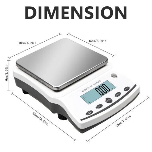 Vista 2 de RESHY Báscula de laboratorio de 176.37 oz x 0.00 oz, balanza analítica digital de alta precisión con pesas de calibración, escala de gramo