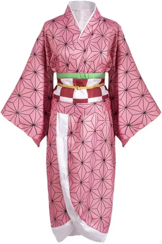 Vista 2 de Demon Tanjiro Nezuko Cosplay Shinobu Zenitsu Giyuu Tomioka Kimono Cosplay Disfraz con arete para mujeres y hombres