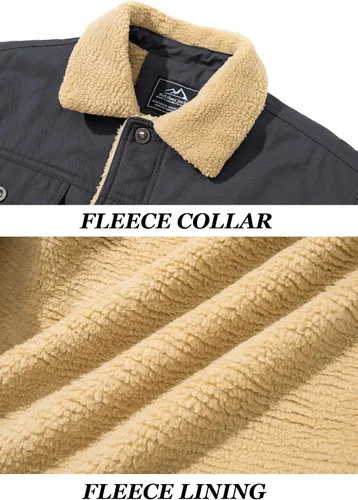 Vista 4 de KEFITEVD Chaquetas tipo cargo con forro polar Sherpa para hombre, estilo militar, abrigo grueso y cálido