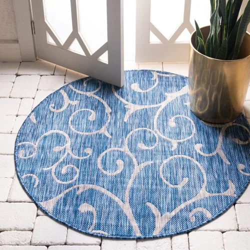 Vista 36 de Unique Loom Outdoor Botanical Collection - Alfombra rizada, 4 pies 1 pulgada x 6 pies 1 pulgada, rectangular, azul/marfil
