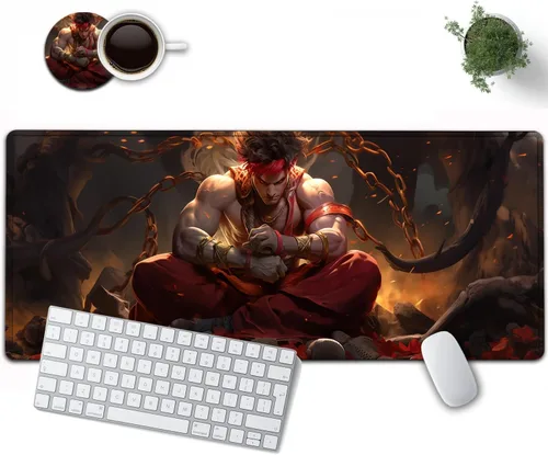 Vista 11 de Alfombrilla de mouse grande de 31.5 x 11.8 pulgadas, extendida para juegos con bordes cosidos, protector de alfombrilla de mouse XXL, base de goma