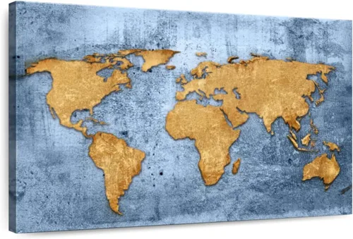 Vista 8 de ElephantStock Lienzo con mapa del mundo oceánico, decoración de pared de mapa del mundo de 1 panel, mapa del mundo impreso, arte digital, mapa
