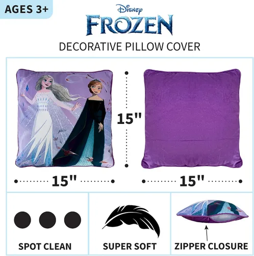 Vista 4 de Franco Funda de almohada decorativa suave para niños, 15 x 15 pulgadas, Frozen 2 de Disney
