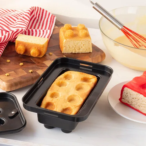 Vista 5 de Molde de ladrillo para tartas de construcción, paquete de 4 unidades, para decorar pasteles en forma 3D de 9 pulgadas, fiestas de cumpleaños