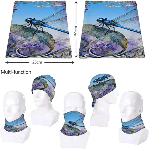 Vista 8 de Sun UV Protection Neck Gaiter Upf 50+ Balaclava Ski Dragonfly Jacaranda Leaf Face Mask Summer Face Cover Scarf Breathable Bandana for Fishing